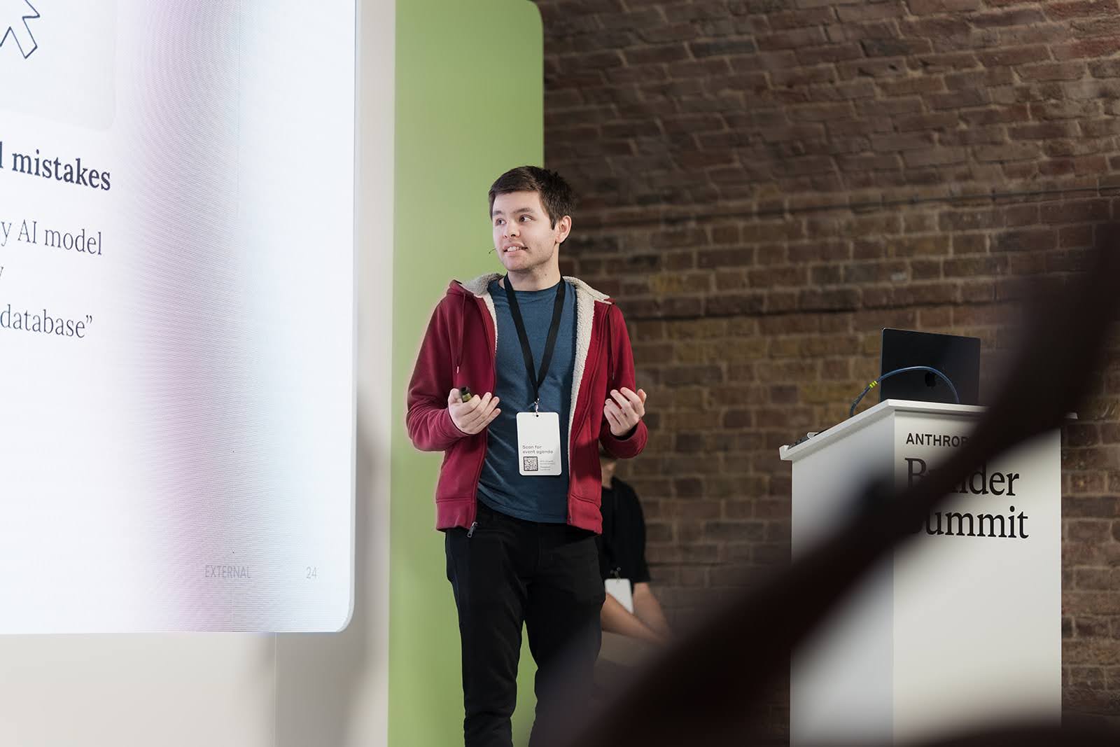 Adam Jones speaking at the Anthropic Builder Summit